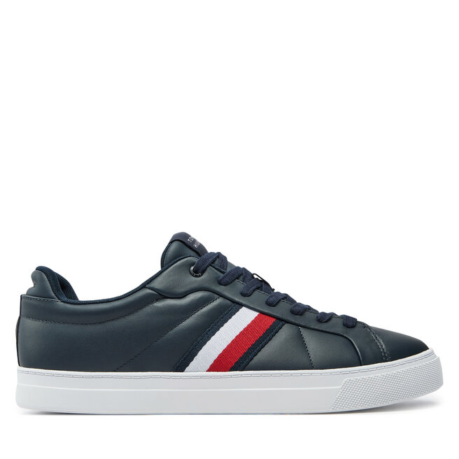 Sneakersy Tommy Hilfiger Icon Court Lth Stripes - Granatowy