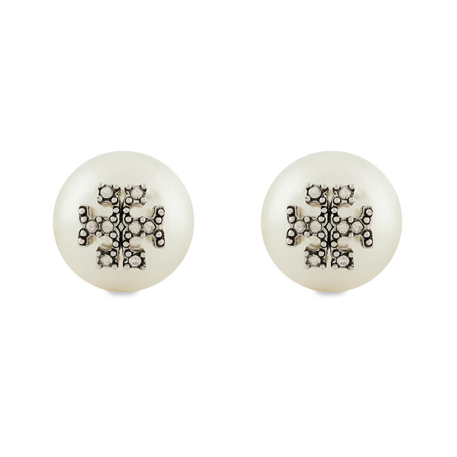 Kolczyki Tory Burch Kira Pearl Stud - Biały