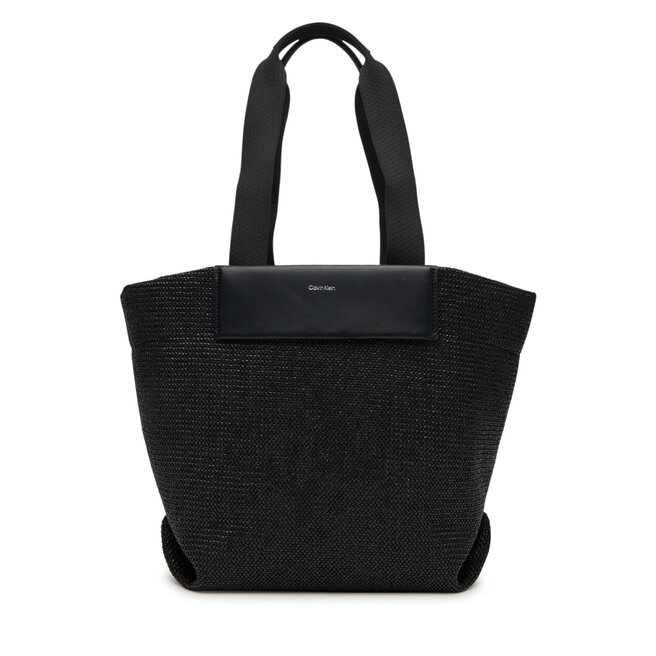 Torebka Calvin Klein Ck Raffia Medium Shopper - Czarny
