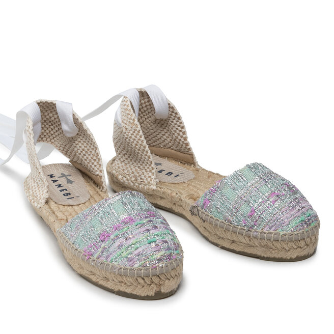 Manebi Еспадрили Manebi Flat Valenciana T 1.6 P0 Pastel Silver Shades Lame