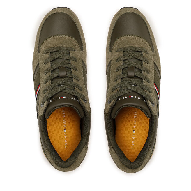 Snīkeri Tommy Hilfiger Iconic Runner Leather Mix FM0FM03743 Army Green RBN  • Eapavi.lv