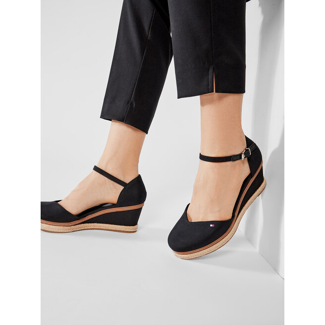 Tommy Hilfiger Espadrilles Tommy Hilfiger Basic Close Toe Mid Wedge FW0FW04787 Black BDS