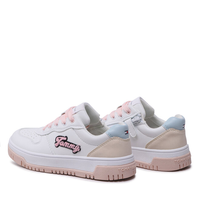 Tommy Hilfiger Sportcipő Tommy Hilfiger Logo Low Cut Lace-Up Sneaker T3A9-32726-1592 S White/Beige/Sky Blue Y259
