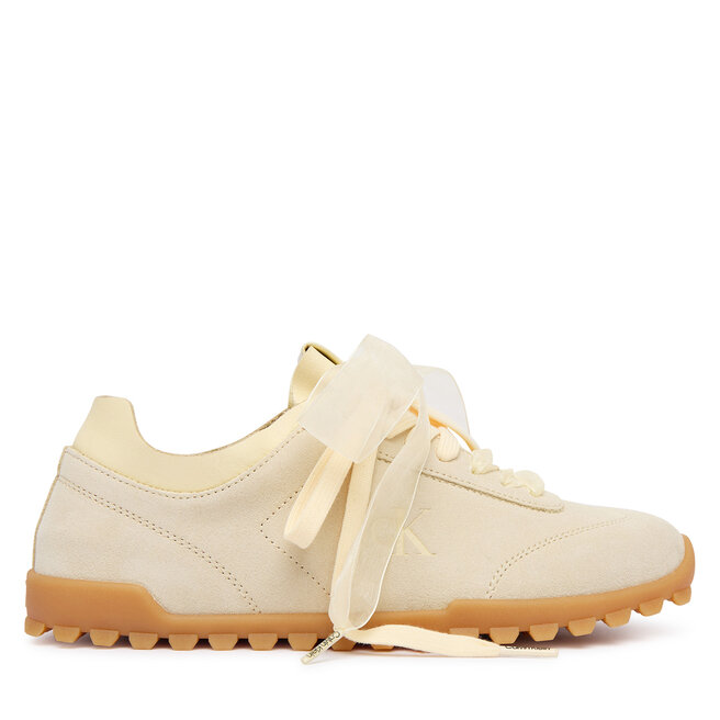 Sneakersy Calvin Klein Low Profile Run Mg Sue Db Laces HW0HW03150 Żółty - kobiece