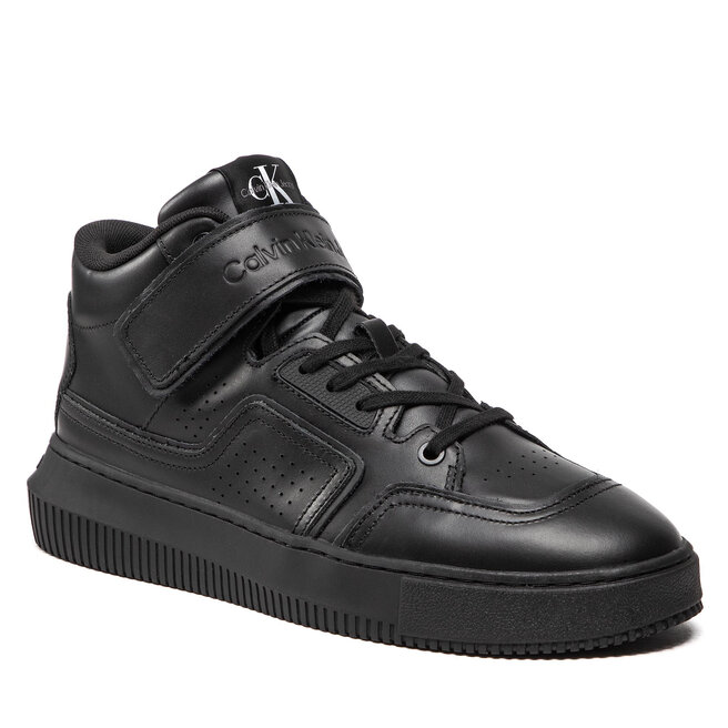 Sneakers Calvin Klein Jeans Chunky Cupsole Laceup Mid Lth-Pu YM0YM004260 Triple Black 0GT 0GT imagine noua gjx.ro