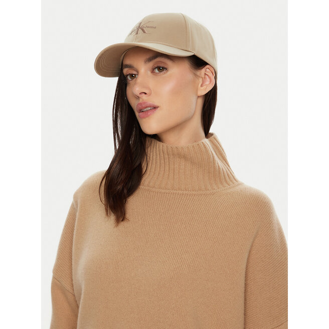 Czapka z daszkiem Calvin Klein Mono Logo Embro - Beżowy
