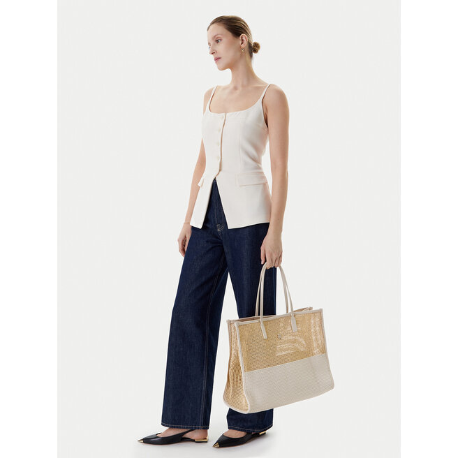 Torebka Tommy Hilfiger Th City Summer Tote Woven AW0AW17640 Beżowy -