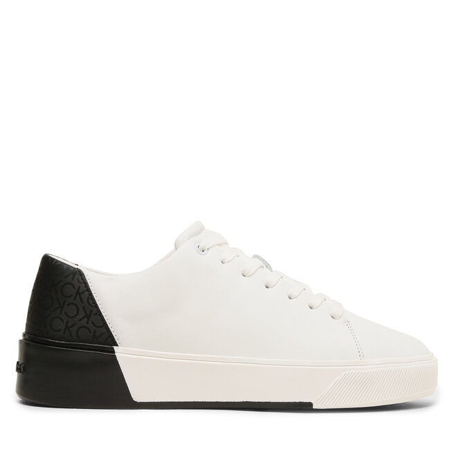 Calvin Klein Sneakersy Calvin Klein Low Lace Up Lth Mono HM0HM01236 White/Black 0K7