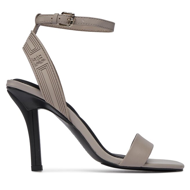 Sandały Tommy Hilfiger Sporty Leather High Heel Sandal - Beżowy