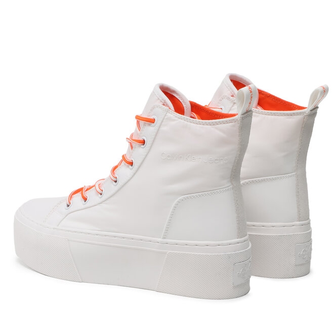Calvin Klein Jeans Сникърси Calvin Klein Jeans Flatform+ Cupsole Mid Softny YW0YW00918 White/Firecracker 0LC