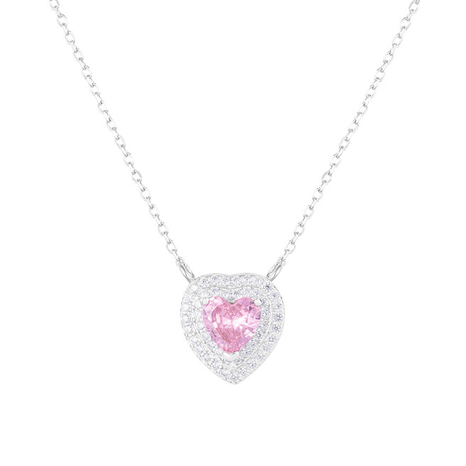 Naszyjnik ICED STUFF Love Heart Pink - złoto