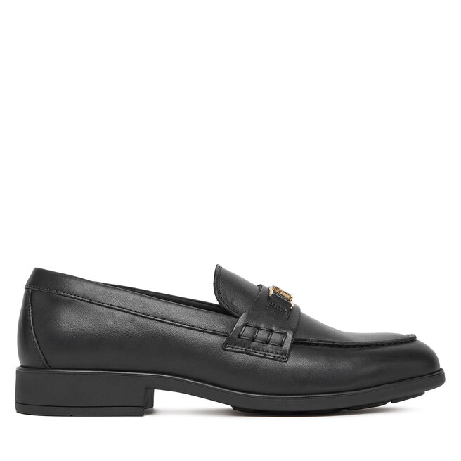 Loafersy Tommy Hilfiger Th Logo Leather Loafer - Czarny