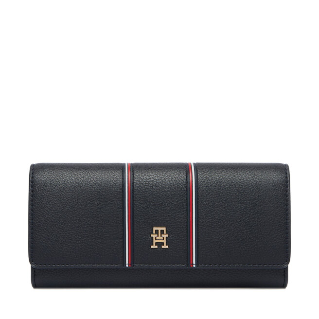 Portfel Tommy Hilfiger Th Icon Lrg Flap Wallet Corp AW0AW18656 Granatowy -