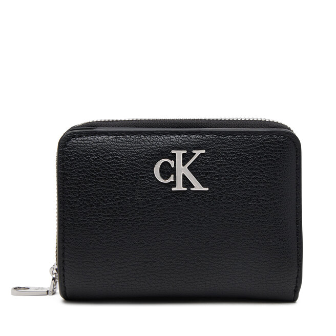 Mały Portfel Damski Calvin Klein Jeans Mnml Mngrm Md Flp Zp - Czarny