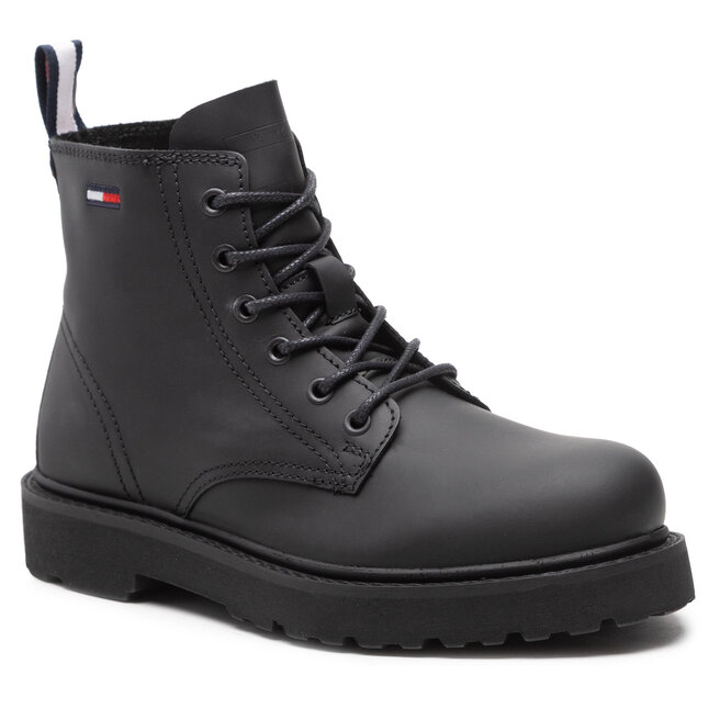 Ορειβατικά παπούτσια Tommy Jeans Short Lace Up Leather Boot EM0EM01040 Black BDS