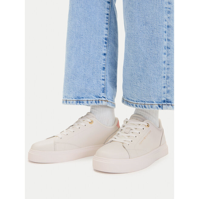 Sneakersy Tommy Hilfiger Th Chic Sneaker FW0FW09105 Kremowy