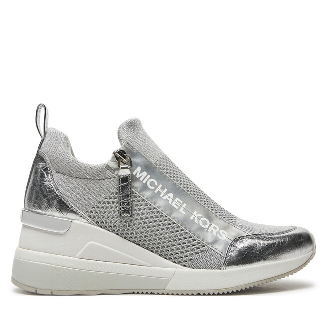 Sneakersy MICHAEL Michael Kors Willis Wedge Trainer - Srebrny