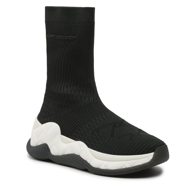 Kurt Geiger Polokozačky Kurt Geiger London Knit Sock 9106601609 Blk/White