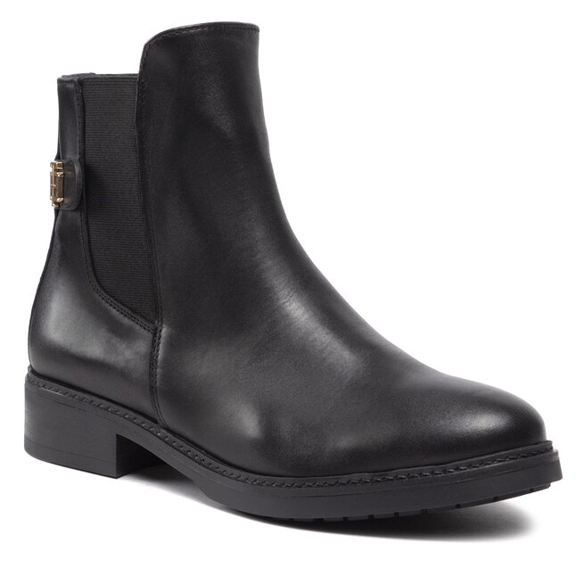 Tommy Hilfiger Боти тип челси Tommy Hilfiger Th Leather Flat Boot FW0FW06749 Black BDS