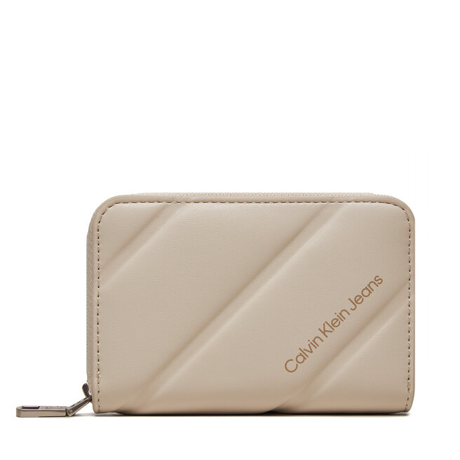 Mały Portfel Damski Calvin Klein Jeans Quileted Med Zip - Écru