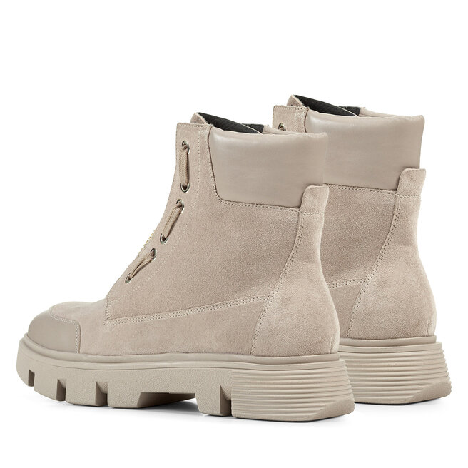 Geox Damen Stiefelette Vilde – Leichter Ankle Boot Aus Canvas & Leder, Atmungsaktiv, Mit Chunky-Sohle (Absatz 4,5 Cm)