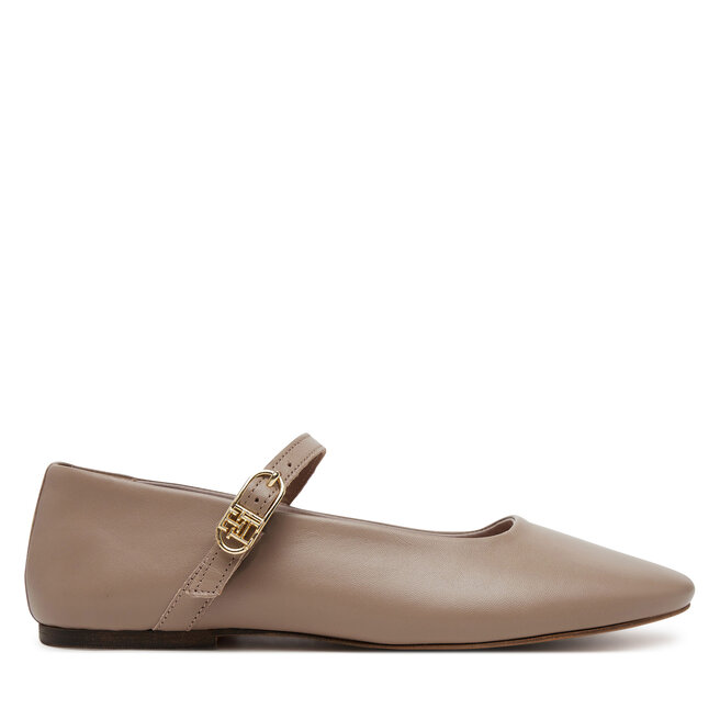 Baleriny Tommy Hilfiger Leather Maryjane Ballerina - Beżowy