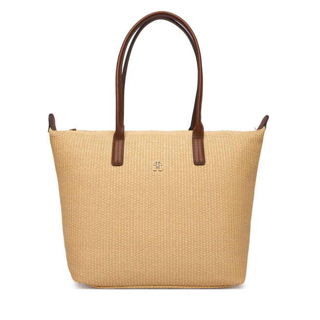 Torebka Tommy Hilfiger Popette Tote Raffia AW0AW18528 Beżowy -