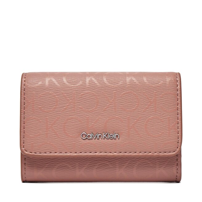 Μικρό Πορτοφόλι Γυναικείο Calvin Klein Ck Must Trifold SmEpi Mono K60K611439 Ash Rose Mono VB8