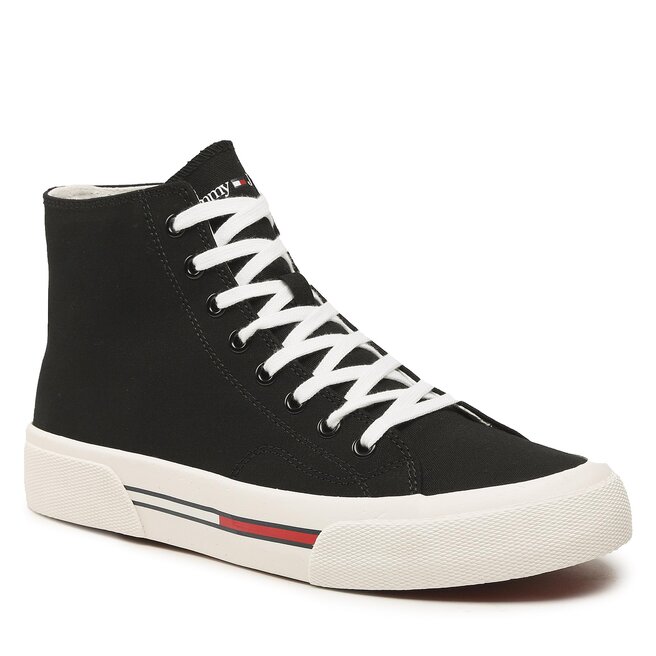 Sneakers Tommy Jeans Mid Canvas Color EM0EM01157 Black BDS BDS imagine noua