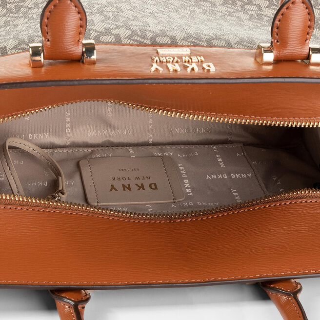 Kabelka DKNY Ava Satchel T&C Logo R93DJD67 Ecru/Crml 4EE eobuv.cz