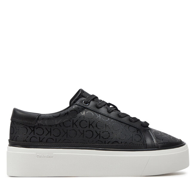 Sneakersy Calvin Klein Flatform Cup Lace Up Epi Mono - Czarny