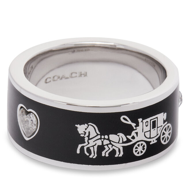 Δαχτυλίδι Coach Enamel Horse & Carriage Band Ring 37479034RHO003 Ασημί
