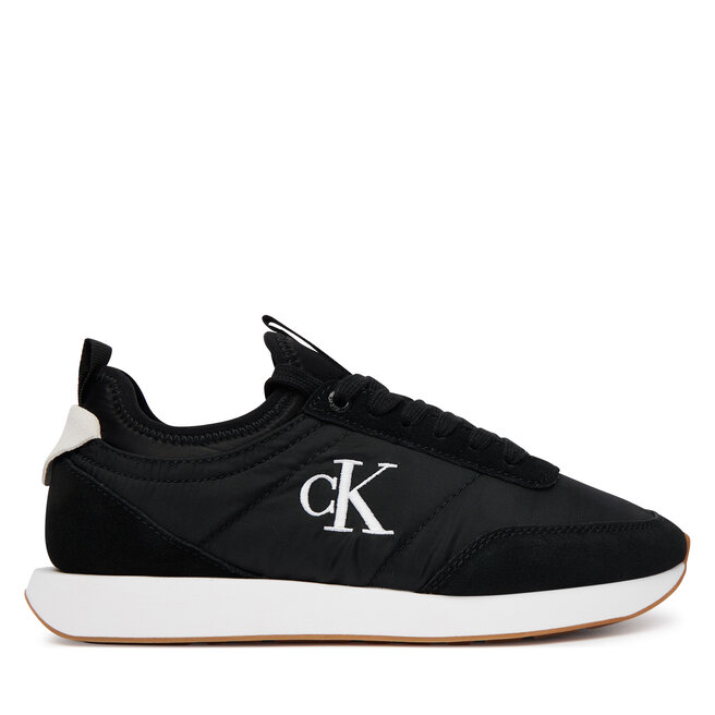 Sneakersy Calvin Klein Retro Runner Lace Up Sock YW0YW02060 Czarny - kobiece