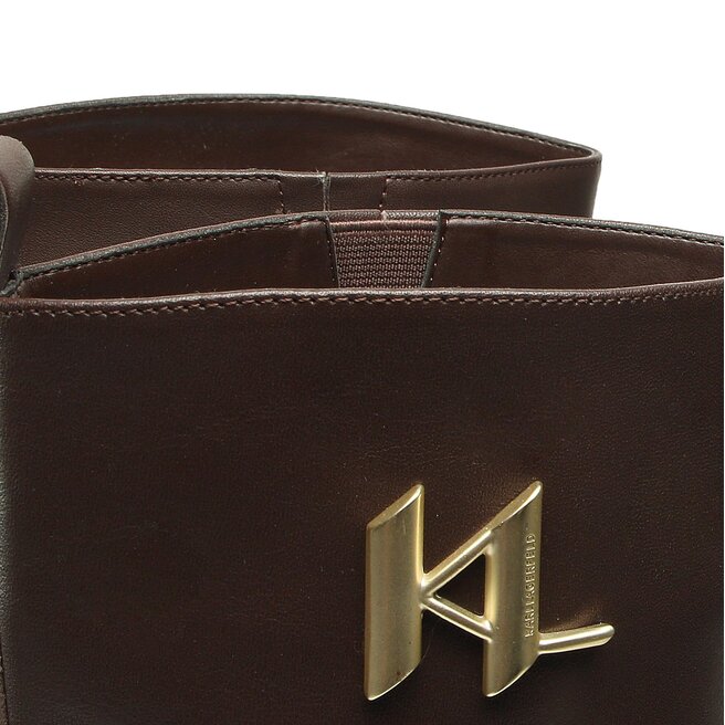 KARL LAGERFELD Cizme KARL LAGERFELD KL45090 Dark Brown Lthr
