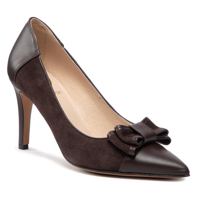 Pantofi cu toc subțire Baldowski D04107-2835-005 Lokum Brąz/Zamsz Brąz Czekolada Baldowski imagine noua gjx.ro