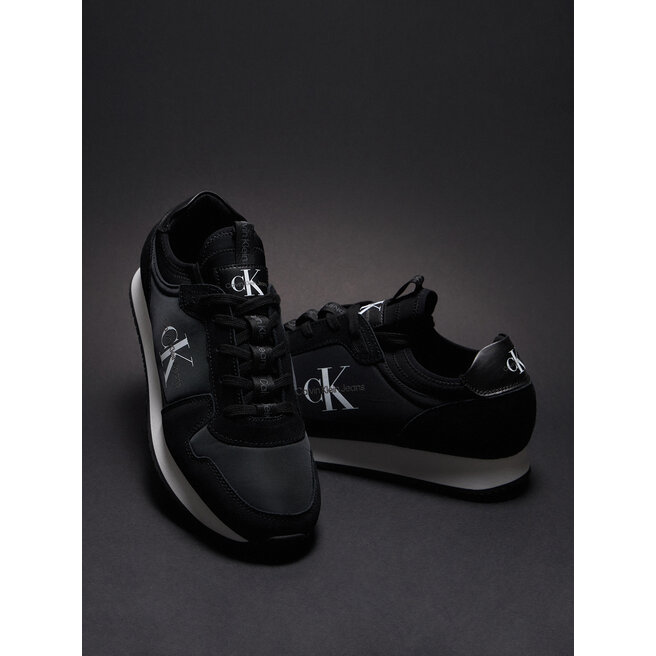 Calvin Klein Jeans Сникърси Calvin Klein Jeans Runner Sock Laceup Ny-Lth YM0YM00553 Black 01H