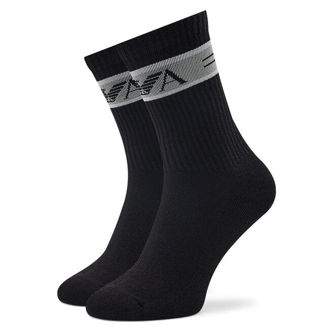 Emporio Armani Sada 2 párů pánských vysokých ponožek Emporio Armani 303122 2F396 00911 Bianco/Nero