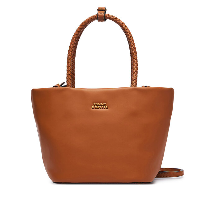 Torebka Tommy Hilfiger Th Marina Bucket Leather AW0AW18739 Brązowy -
