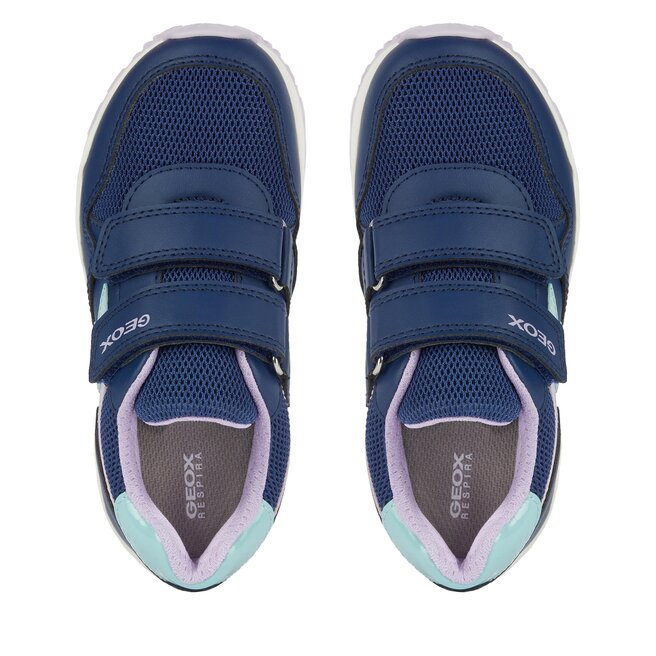 Geox J Pavel A Jungen-Sneaker | Lederimitat & Nylon, Atmungsaktiv, Mit Klettverschluss, Für Alltag & Sport