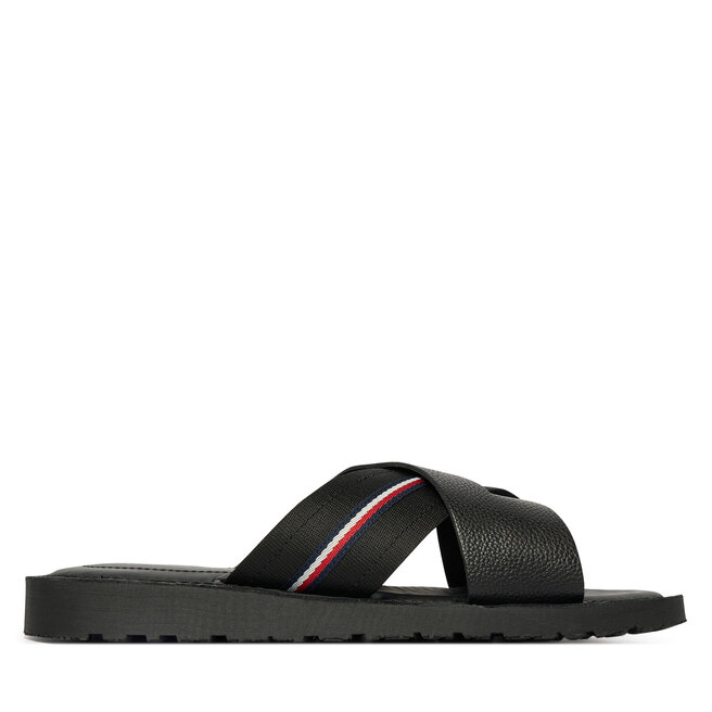 Klapki Tommy Hilfiger Core Hilfiger Lth Criss C Sandal FM0FM05783 Czarny -