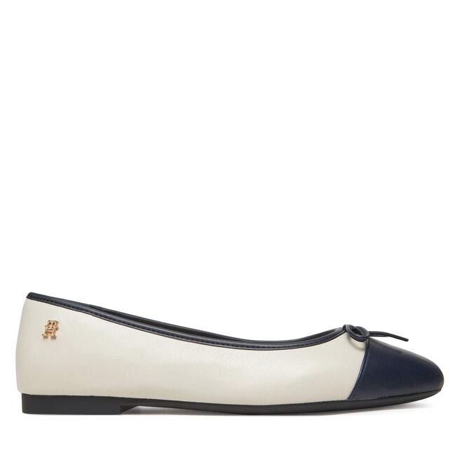 Baleriny Tommy Hilfiger Toe Cap Leather Ballerina - Beżowy