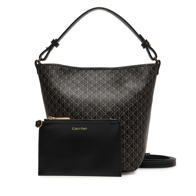 Torebka Calvin Klein Emblem Aop Sm Bucket Crossbody LV04F3506G Czarny -