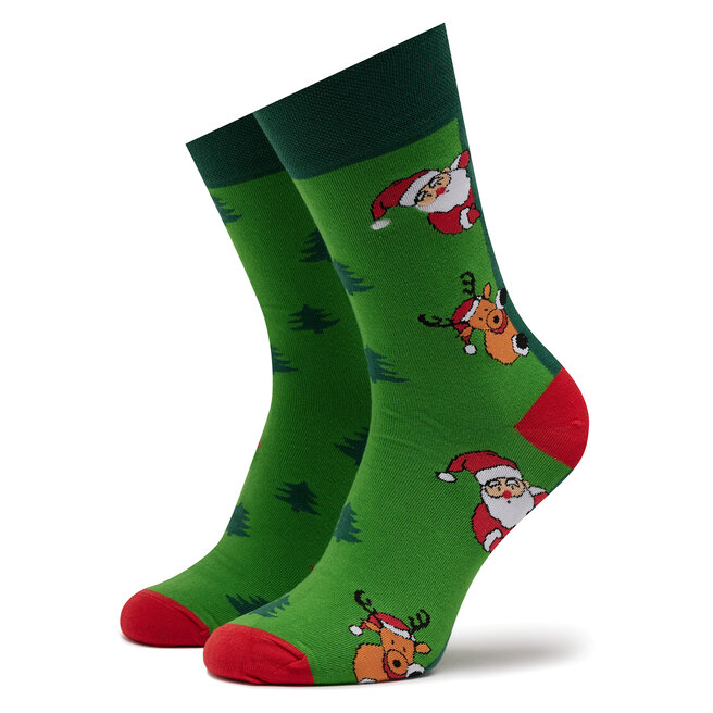 Funny Socks Klasické ponožky Unisex Funny Socks Green Santa Claus SM1/36 Zelená