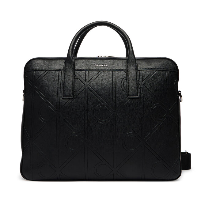 Torba na laptopa Calvin Klein Emblem Aop Emboss Commuter LV04D3329G Czarny -