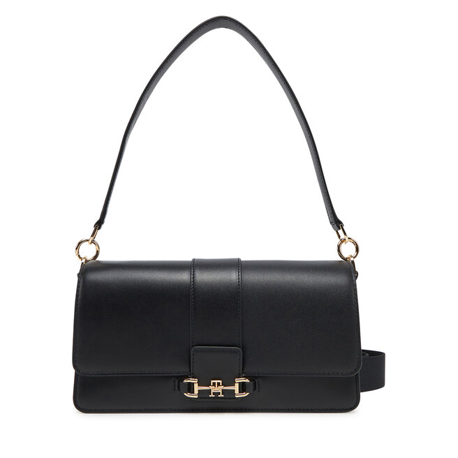 Torebka Tommy Hilfiger Heritage Leather Conv Crossover - Czarny