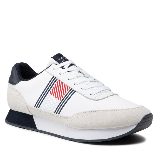 Sneakers Tommy Hilfiger Essential Runner Flag Leather FM0FM03928 White YBR epantofi-Bărbați-Pantofi-De imagine noua