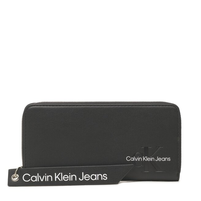 Calvin Klein Jeans Голям дамски портфейл Calvin Klein Jeans Sculpted Zip Around Tag K60K610580 BDS