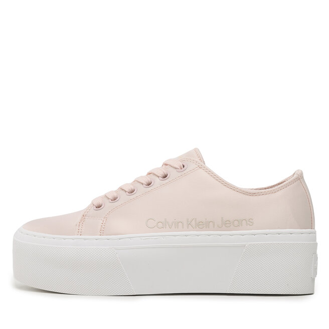 Calvin Klein Jeans Sneakersy Calvin Klein Jeans Flatform + Cupsole Satin YW0YW00917 Peach Blush 0JW
