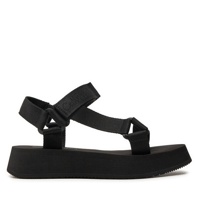 Sandały Calvin Klein Jeans Sandal Velcro Webbing In Mtl - Czarny