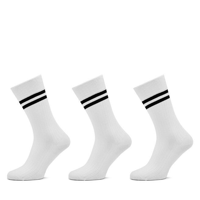 Σετ 3 ζευγάρια ψηλές κάλτσες unisex Pepe Jeans Rib Cr 3P PMU30024 White 800